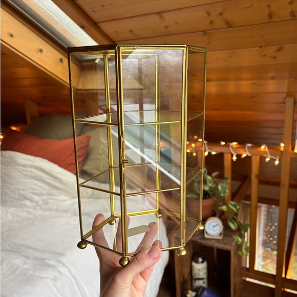 Vintage Glass Display Case with Metal Accents - Picture 4 of 12